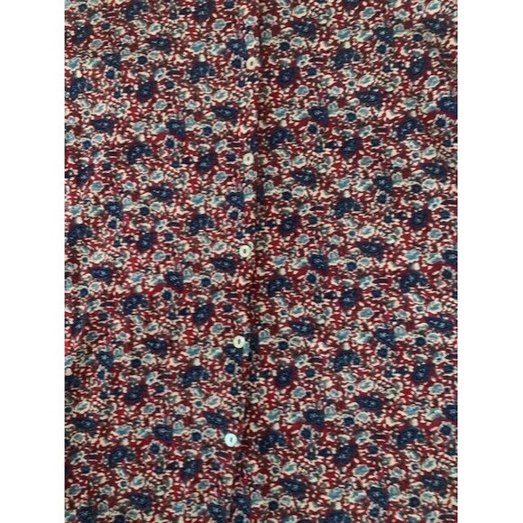 Lucky Brand Size XL/TG  Red Blue Paisley Print Peasant Top Lagenlook Boho - Picture 10 of 14